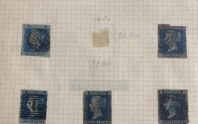 Stamps: Album containing 1d reds, 2d blues, early surface...