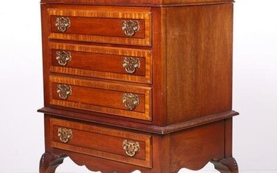 Stoneleigh Queen Anne style mahogany inlaid silver