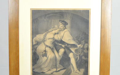 THE FAREWELL (KNIGHT AND LADY), UNKNOWN ARTIST, STEEL ENGRAVING, 19TH CENTURY.