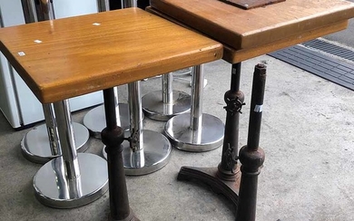 THREE INDUSTRIAL CAFE TABLES