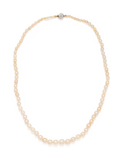 TIFFANY & CO., NATURAL PEARL AND DIAMOND NECKLACE