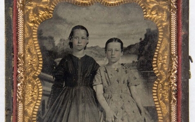 TINTYPE OF TWO YOUNG GIRLS