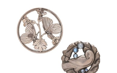 TWO GEORG JENSEN, STERLING SILVER BROOCHES