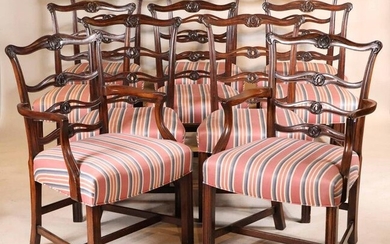 Ten George III Style Ribbon Back Mahogany Chairs