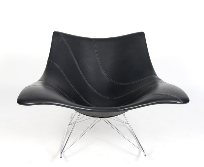 Thomas Pedersen. Rocking chair, Model Stingray, black leather