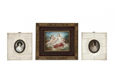 Three Antique Miniature Paintings and Portraits
