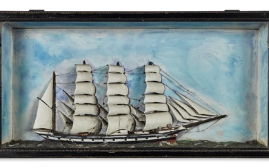 Three Assorted Victorian Framed and Painted Ship Dioramas, Mid-19th Century