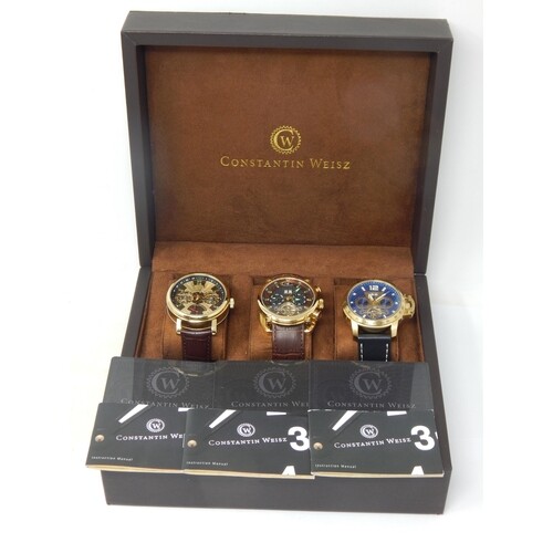 Three Gentleman's Constantin Weisz Wristwatches in Display C...