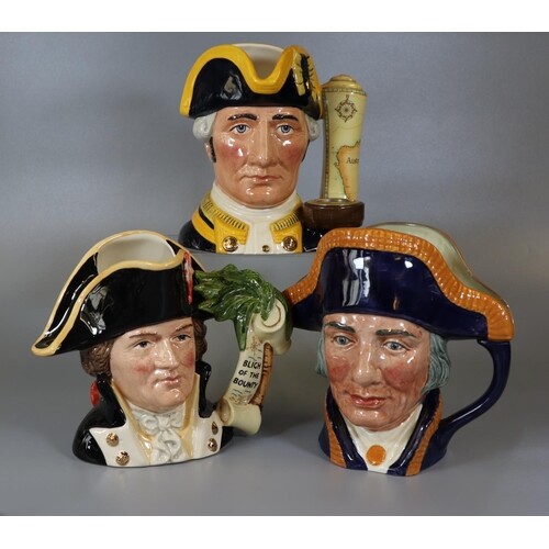 Three Royal Doulton character jugs to include; 'Captain Jame...