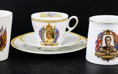 Three pieces of King Edward VIII china commemorating the Coronation,...