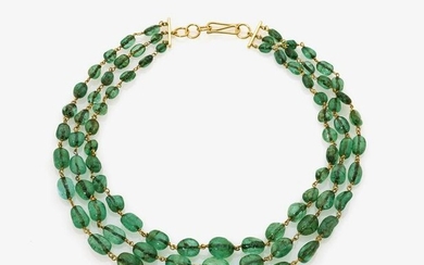 Three-row collier with \Old Mine\" emeralds India
