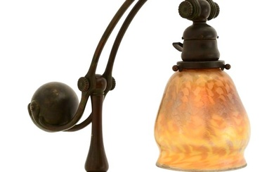 Tiffany Studios Counter-Balance Desk Lamp with a Favrile Glass Decorated Shade