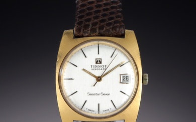 Tissot 'Seastar Seven Visodate'. Vintage men's watch in gilded metal with silver dial, approx. 1970