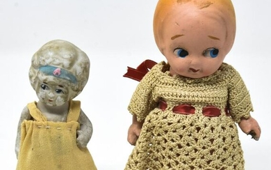 Two Antique German Googly Eye Dolls
