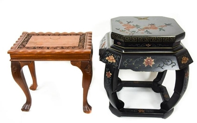 Two Chinese / Asian Motif End Tables