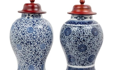 Two Chinese Blue and White Porcelain Baluster Jars