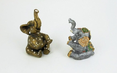Two "Jeweled" Elephant Boxes