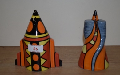 Two Lorna Bailey sugar sifters, Twister 4th limited edition and one in the form of a space ship