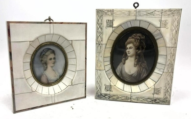 Two Miniature Portrait Paintings. In decorated frames.