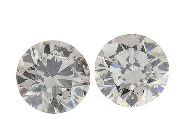 Two brilliant-cut 'brown' diamonds, total weight 0.50ct.