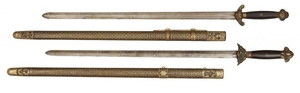 Two similar Chinese ceremonial swords (jian), 19th...