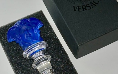 VERSACE Blue Crystal Medusa Decanter Bottle Stopper in Original Box