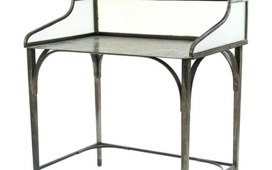 VINTAGE IRON DESK WITH GLASS SIDES