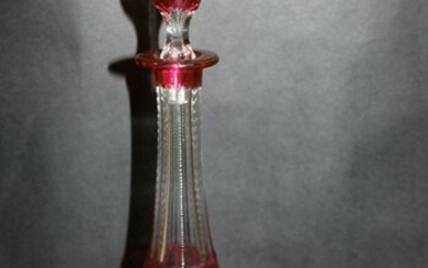 Val St Lambert cranberry crystal decanter