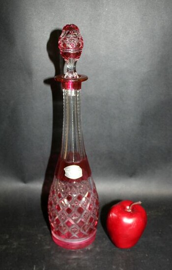 Val St Lambert cranberry crystal decanter