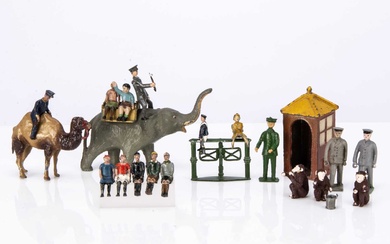 Various Zoo and Zoo ride accessories by Britains and Taylor & Barrett comprising Britains seated zookeepers (2) and children (16)
