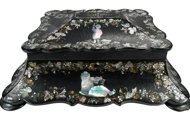 Victorian Papier Mache and Mother of Pearl Box