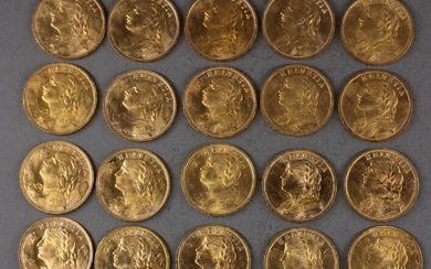 *Vingt pièces de 20 Francs Suisse en or - Lot 26 - Kahn & Associés