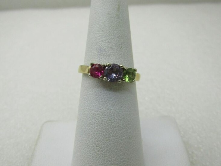 Vintage 14kt Sapphire/Ruby/Tourmaline Ring, Sz. 7