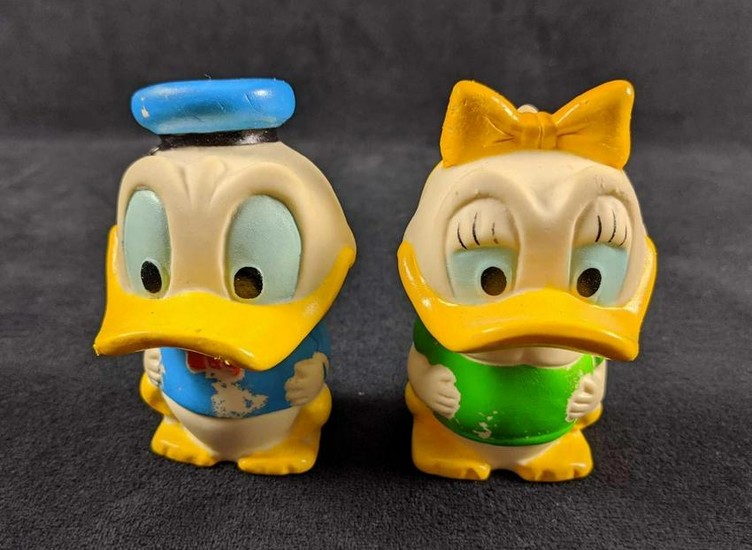 Vintage Disney Donald And Daisy Duck Rubber Bobbleheads