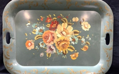 Vintage Hand Painted Toleware Centerpiece Platter