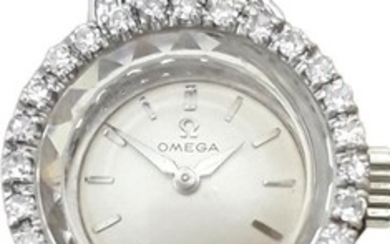 Vintage Omega Diamond 18K White Gold Small Ladies Watch