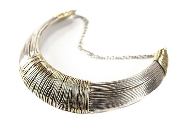 Vintage Sterling Silver N.S. Bar-On Israel Modernist Wire Necklace Choker