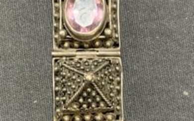 Vintage Sterling Silver Purple Crystal Bracelet