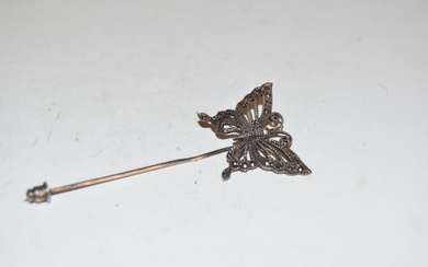 Vintage Sterling Silver butterfly marcasite hat pin