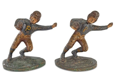 Vintage iron football players bookends