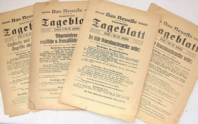 WWI Das Neueste Tageblat. News from the front, 10 issues, 1917, April, Mai, Hannover, in German
