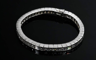 White gold 750 Alliance bracelet with diamond carrés (total approx. 8.82ct/VSI-SI/TW-W), 24g, l. 16.6cm