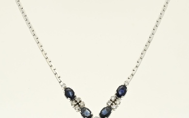 White gold choker with sapphire and diamond