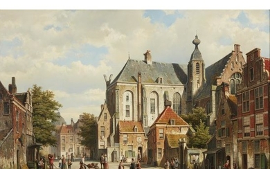 Willem Koekkoek (Dutch, 1839–1895), , A Busy Street in