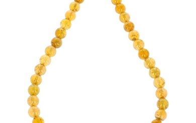 Yellow Tourmaline Bead and Sapphire Gold Necklace