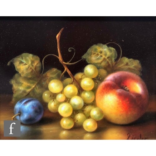ZIEGLER (CONTEMPORARY) - A still life with grapes and a peac...