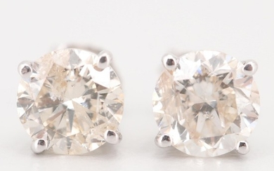 14K White Gold 1.68 CTW Diamond Stud Earrings