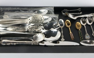 (lot of 15) Misc. sterling and silver plate utensil