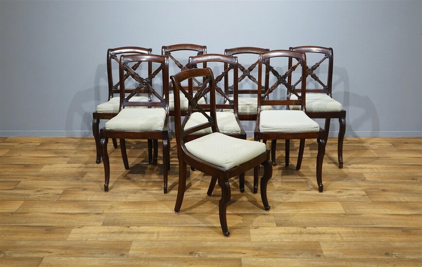 (-), set van 8 Hollandse mahonie biedermeier stoelen...