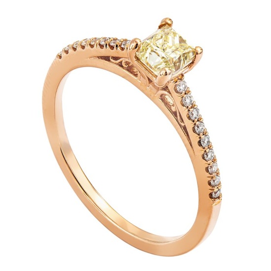 0.68 tcw Diamond Ring - 14 kt. Pink gold - Ring - 0.59 ct Diamond - 0.09 tcw Diamond Ring